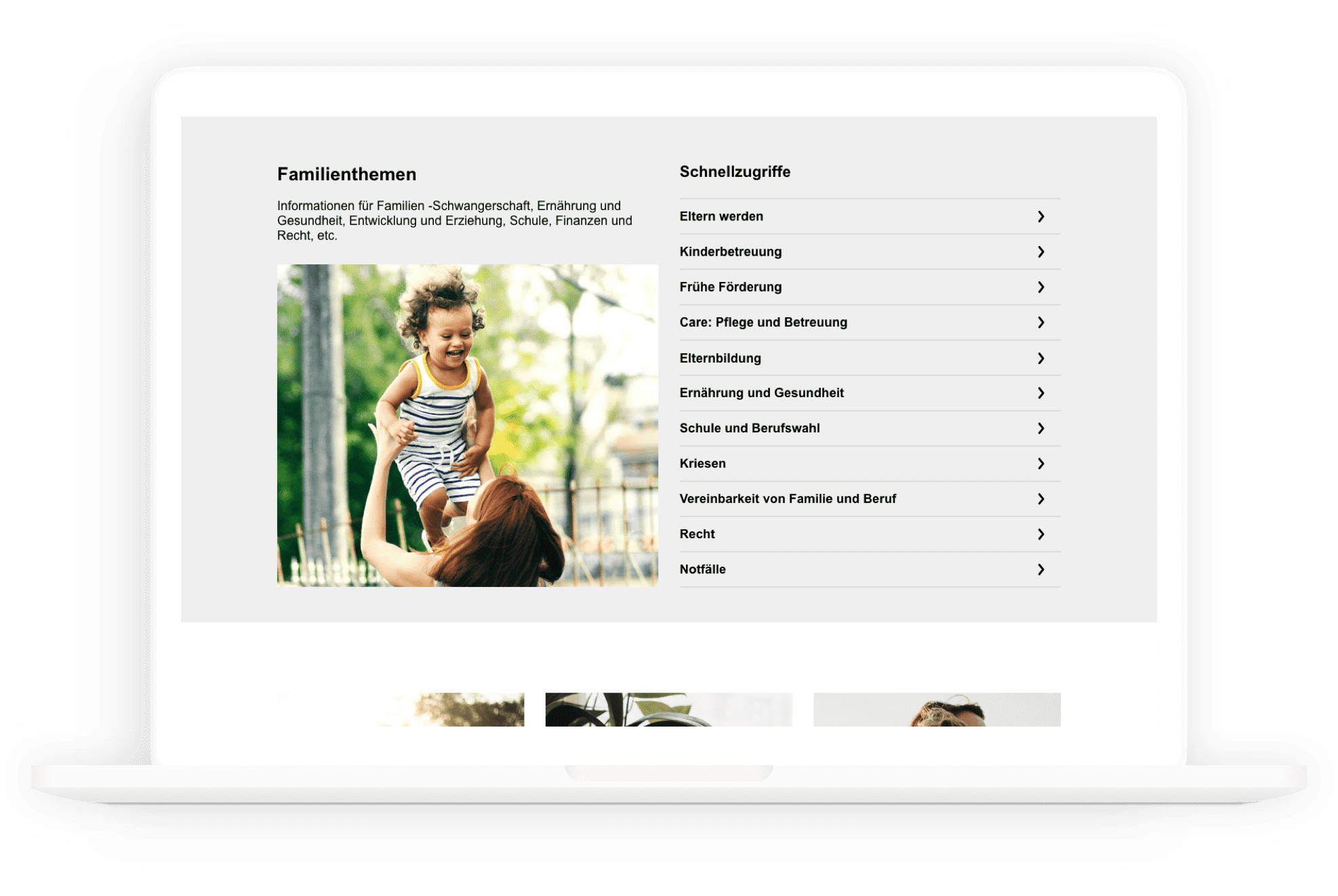 Family Portal Quick Access List
